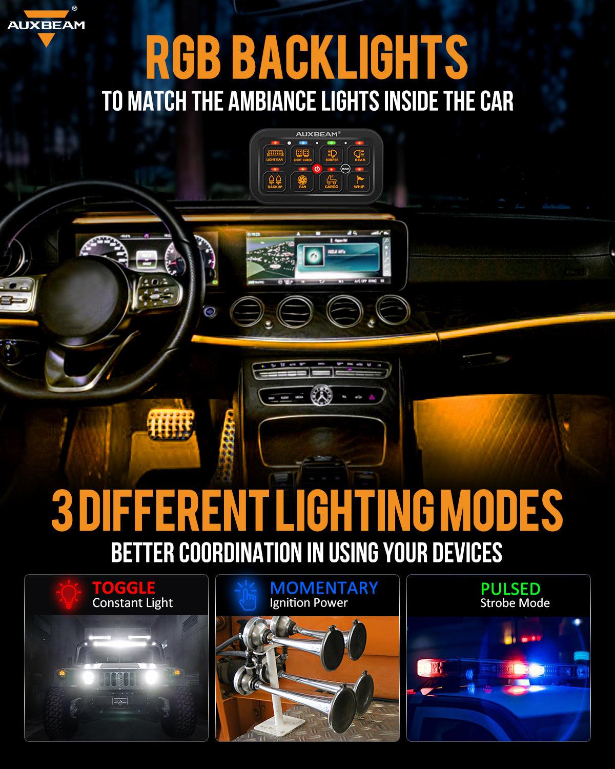 RGB Series 6/8/12 Gang LED Switch Panel,Off Road Light Controller