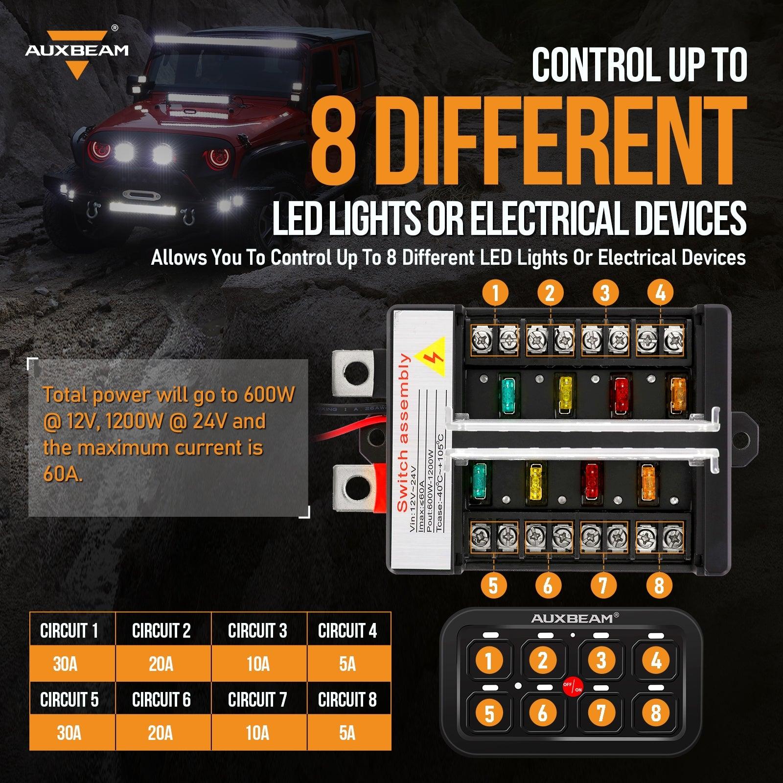 Single Series 6/8 Gang LED Switch Panel,Off Road Light Controller