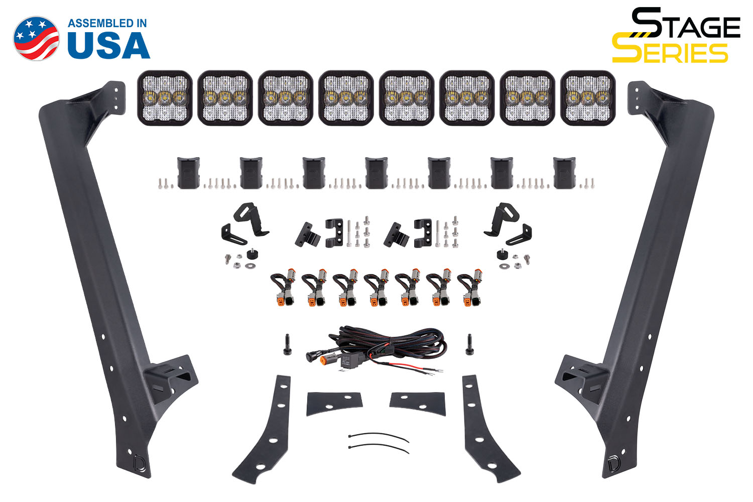 Jeep JK SS5 Sport CrossLink Windshield Yellow Combo Lightbar Kit Diode Dynamics