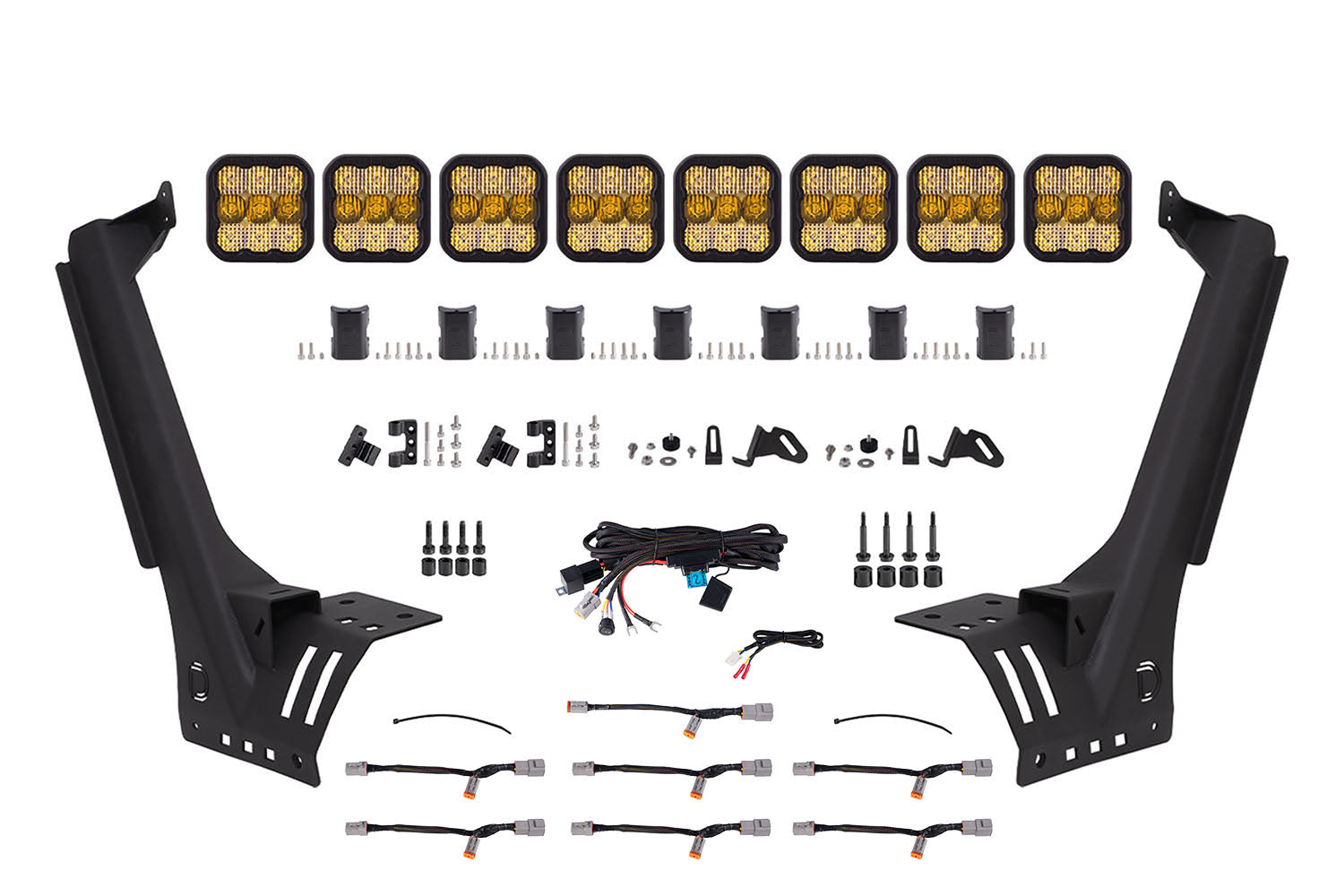 Jeep JL SS5 Pro CrossLink Windshield Yellow Combo Lightbar Kit Diode Dynamics