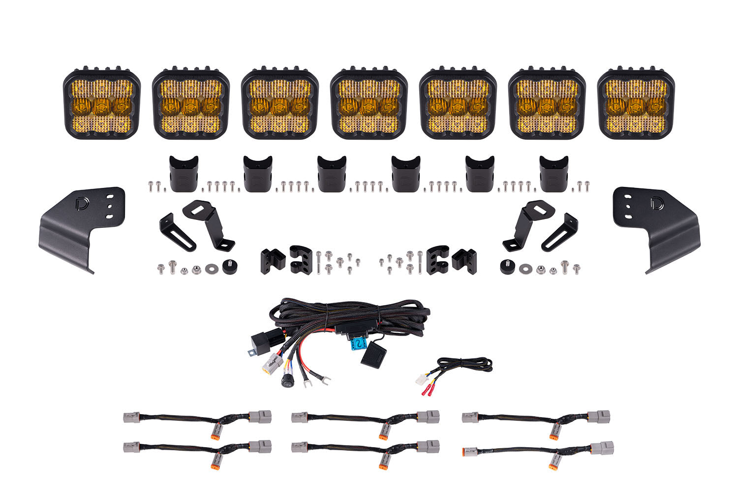 Bronco SS5 Pro CrossLink Windshield Yellow Combo Lightbar Kit Diode Dynamics