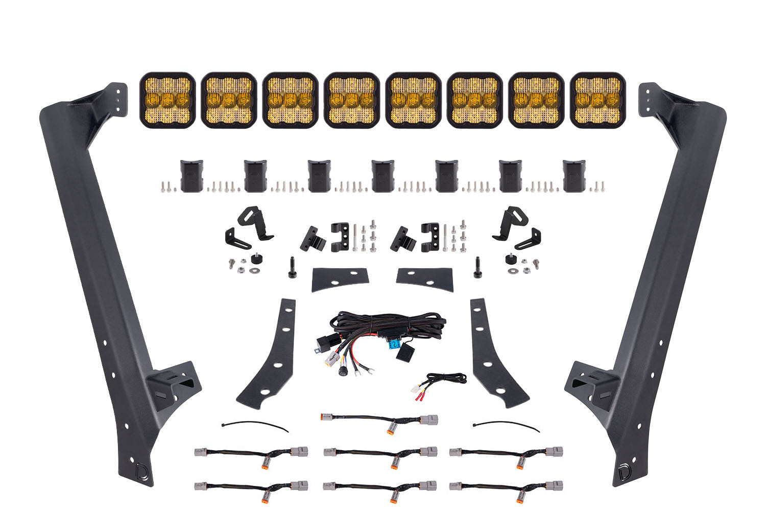 Jeep JK SS5 Pro CrossLink Windshield Yellow Combo Lightbar Kit Diode Dynamics