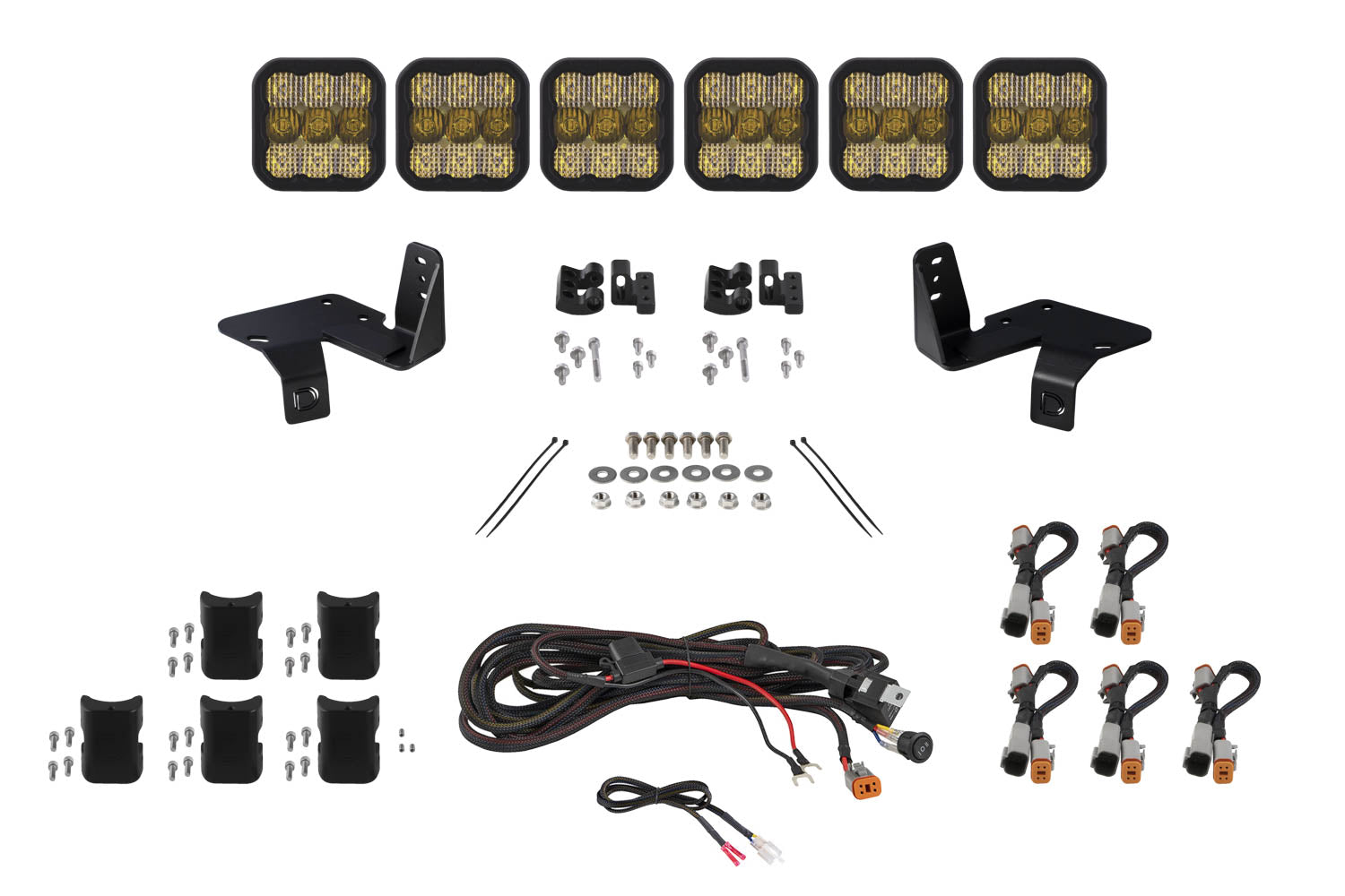 SS5 6-Pod CrossLink Grille Lightbar Kit for 2020-2022 Super Duty, Sport Yellow Combo Diode Dynamics