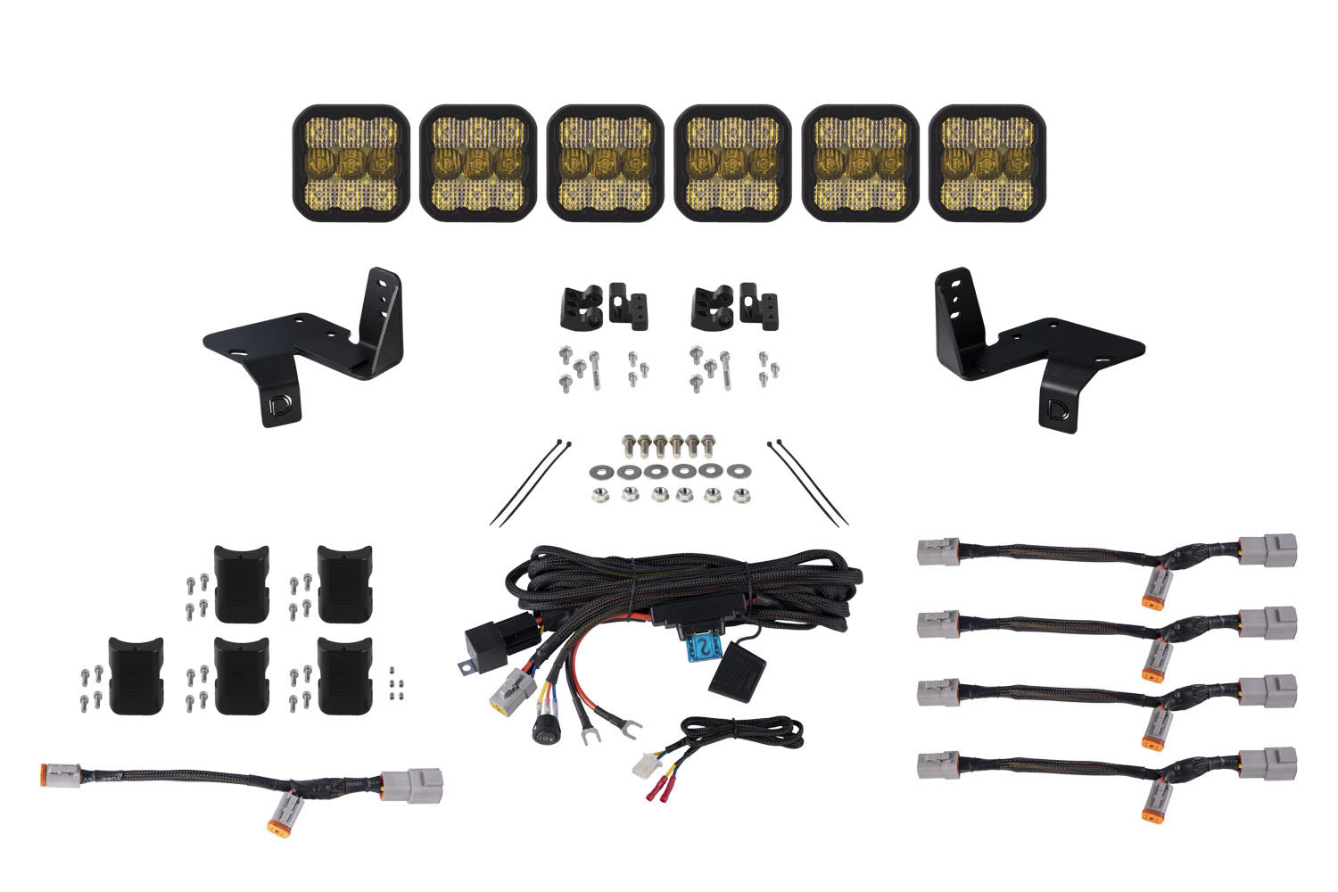 SS5 6-Pod CrossLink Grille Lightbar Kit for 2020-2022 Super Duty, Pro Yellow Combo Diode Dynamics