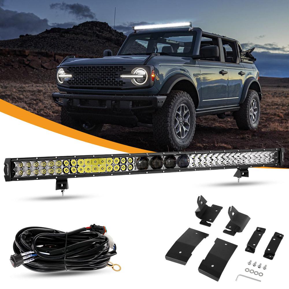 42 Inch 5D-PRO Series LED Light Bar & Car Roof Windshield LED Light Bar Mounting Bracket For Ford Bronco 2/4 Door 2021 2022