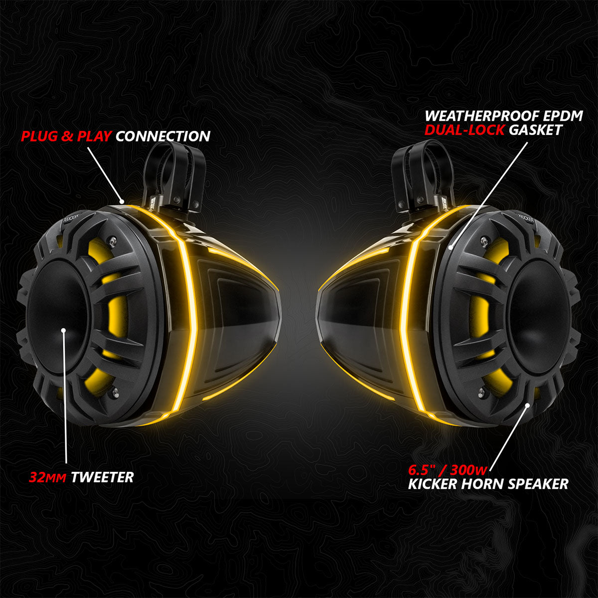 2024-2025 Can-Am® Maverick R, Phase-6 K-Spec 1650watt 6-Speaker System with Kicker Horns