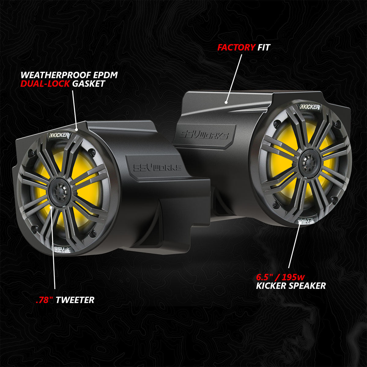 2020-2024 Polaris® RZR PRO Series Phase-6 K-Spec 6-Speaker 1400watt System w/JVC