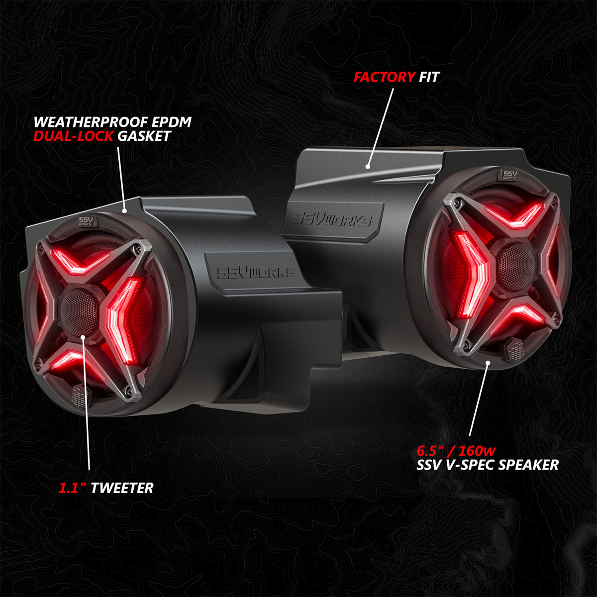 2020-2024 Polaris® RZR PRO Series Phase-3 V-Spec 3-Speaker 1400watt System for Ride Command