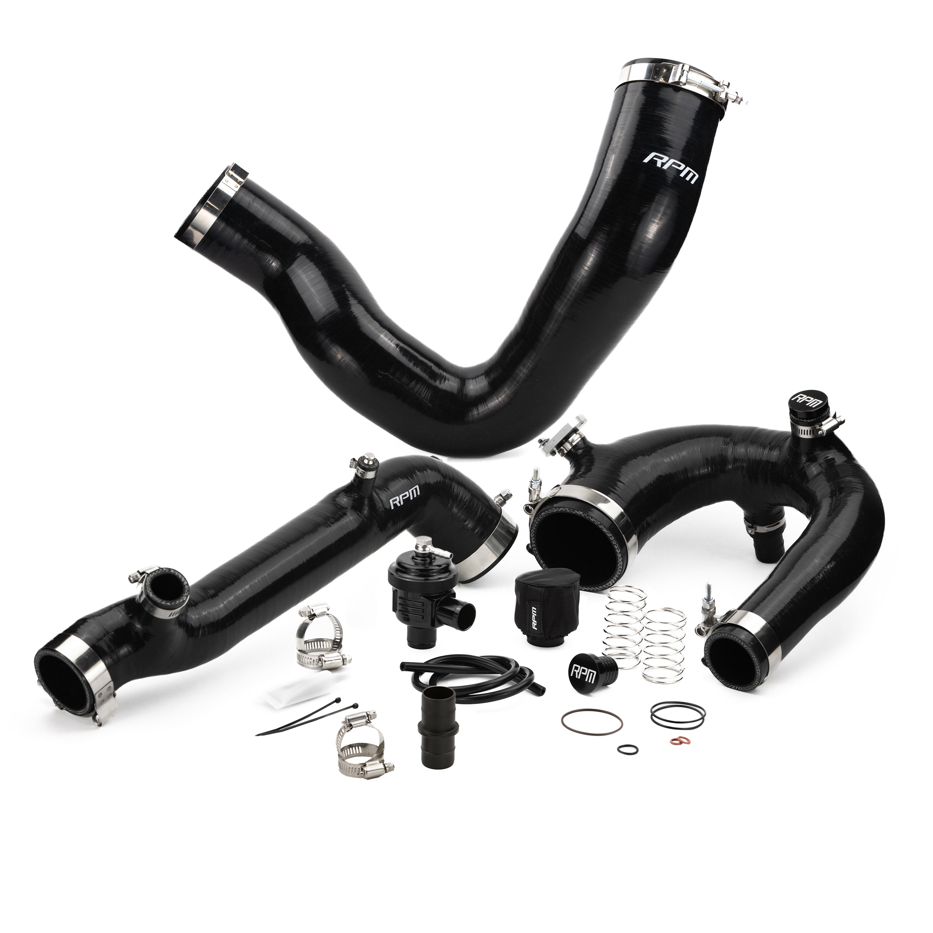 RPM SxS Polaris RZR Turbo R & PRO XP Turbo Silicone Intake J-Tube, Charge Tube W/ BOV, & Intake Tube KIT - RPM SXS