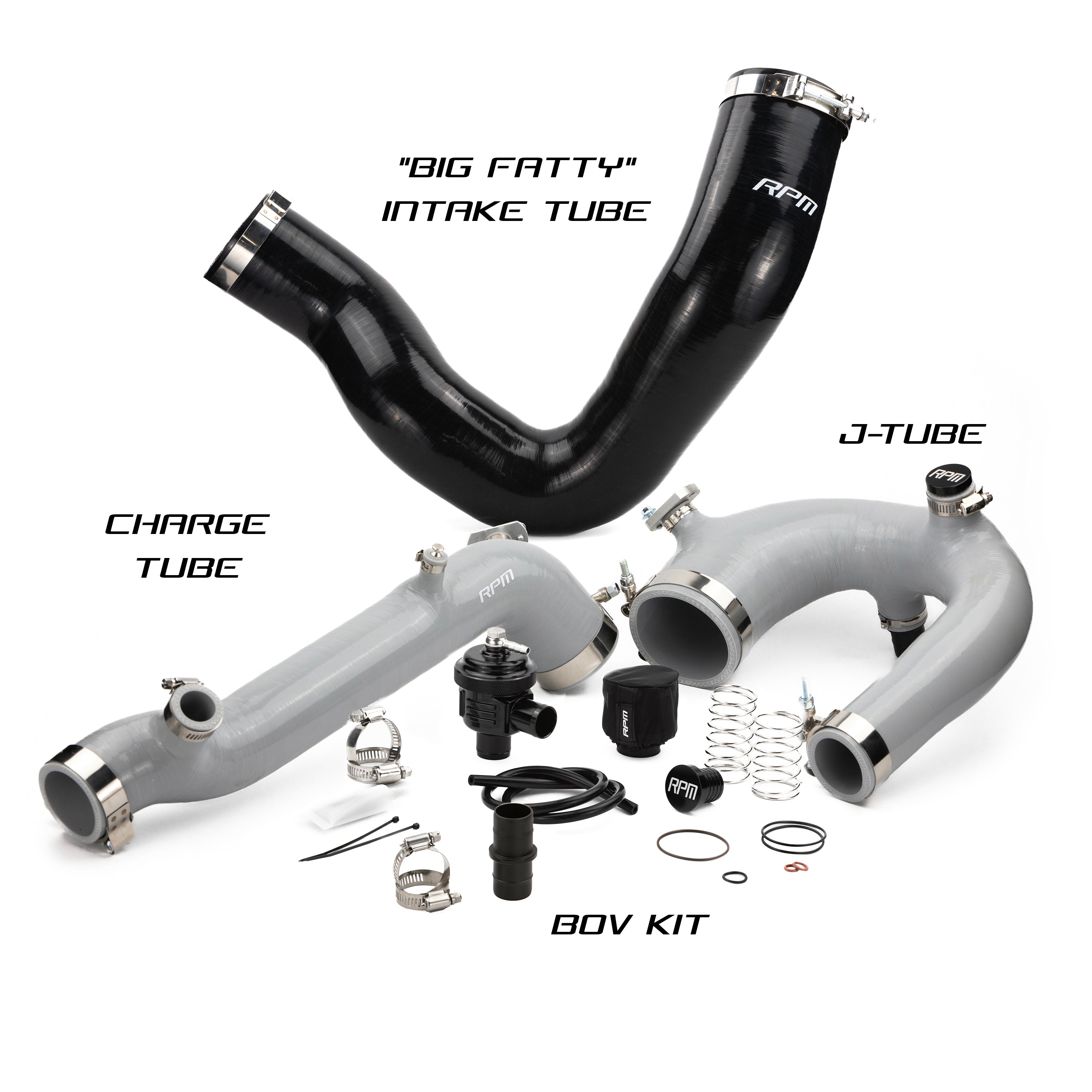 RPM SxS Polaris RZR Turbo R & PRO XP Turbo Silicone Intake J-Tube, Charge Tube W/ BOV, & Intake Tube KIT - RPM SXS