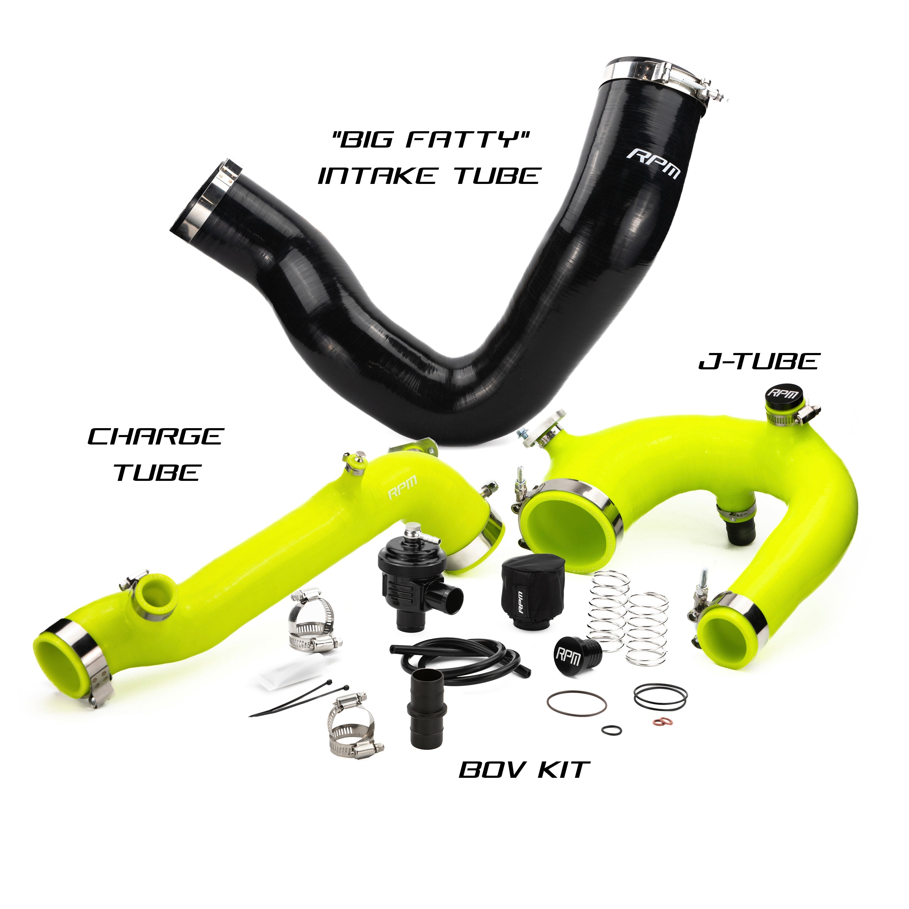 RPM SxS Polaris RZR Turbo R & PRO XP Turbo Silicone Intake J-Tube, Charge Tube W/ BOV, & Intake Tube KIT - RPM SXS