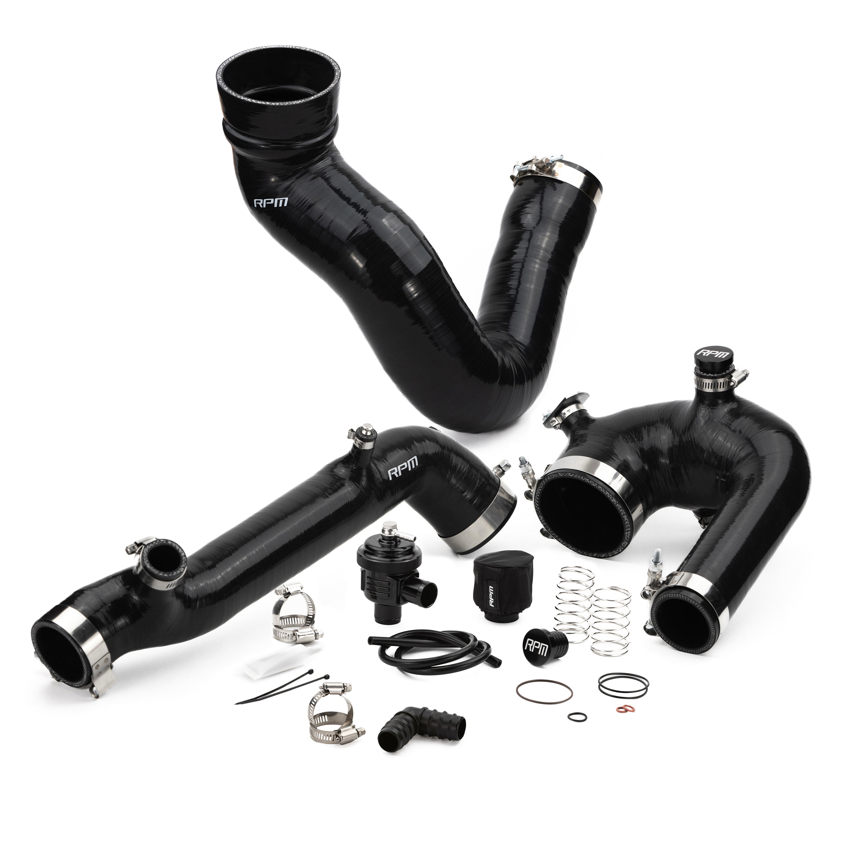 RPM SxS Polaris RZR XP Turbo, Turbo S Silicone Intake J-Tube, Charge Tube W/ BOV, & Intake Tube KIT - RPM SXS