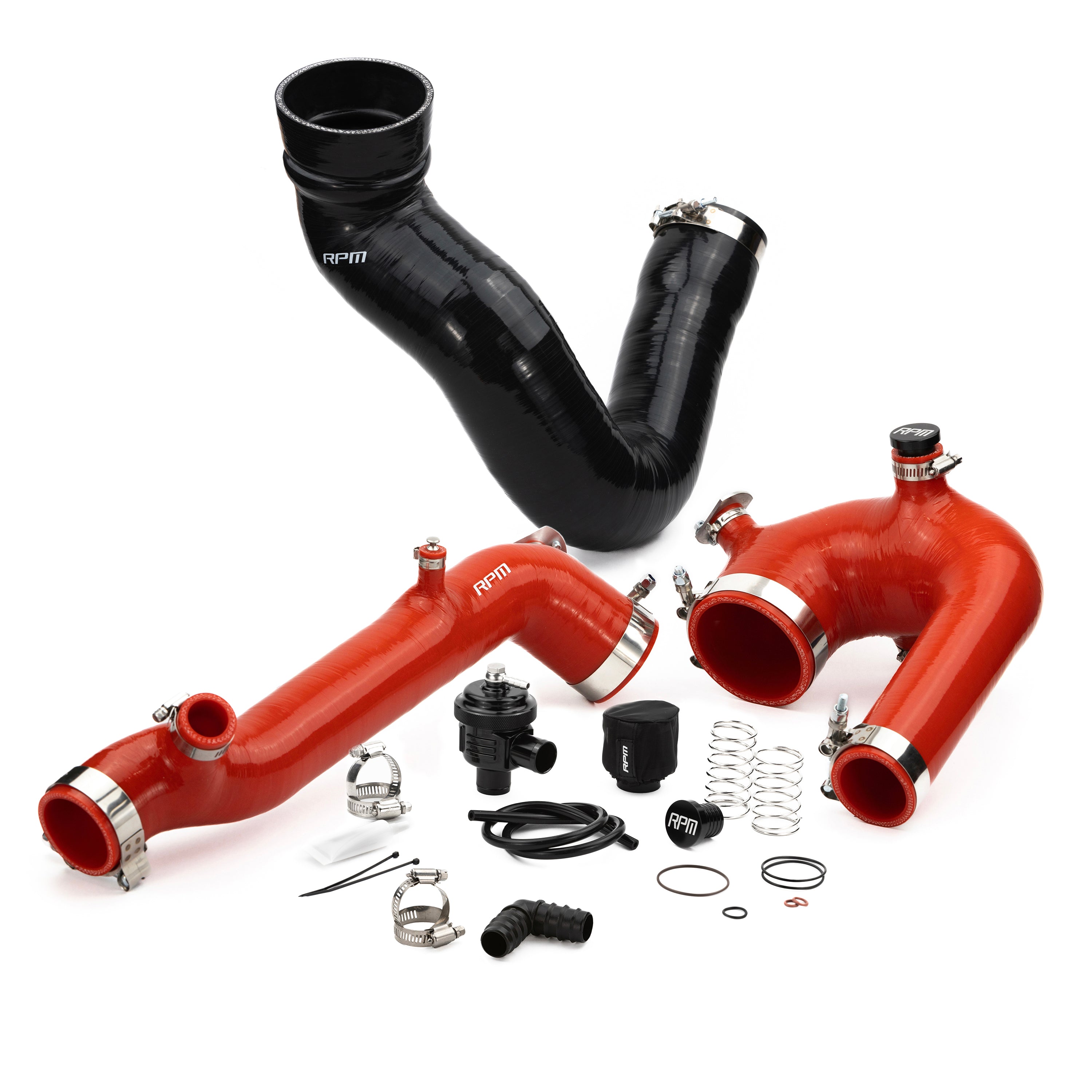 RPM SxS Polaris RZR XP Turbo, Turbo S Silicone Intake J-Tube, Charge Tube W/ BOV, & Intake Tube KIT - RPM SXS