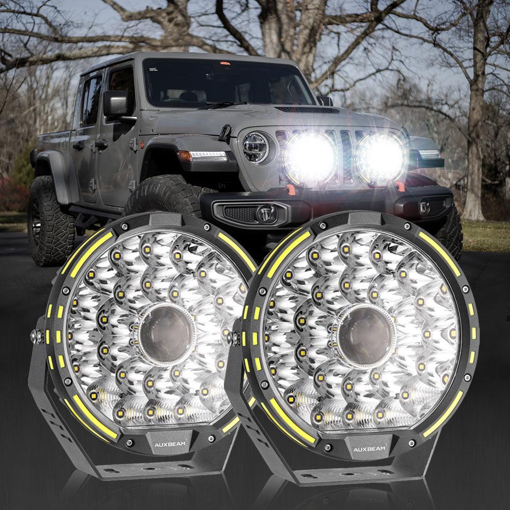 (2pcs/set) 9 INCH 270W 37776LM 360-PRO Series Custom Lens Offroad LED Driving Lights+Amber/Black Covers(Optional) for JEEP WRANGLER JL JK TJ