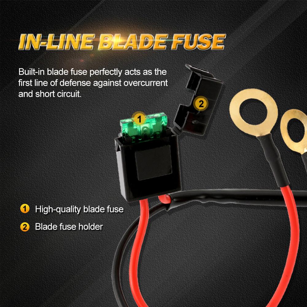 (2 Leads 16AWG) LED Light Bar Wiring Harness Kit with Fuse 12V 40A Relay ON/OFF Switch