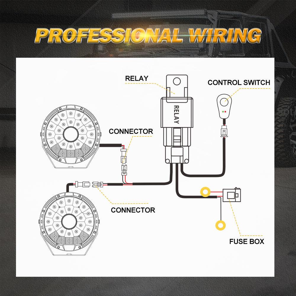 (2 Leads 16AWG) DT Connector LED Light Bar Wiring Harness Kit with Fuse 12V 40A Relay ON/OFF Switch