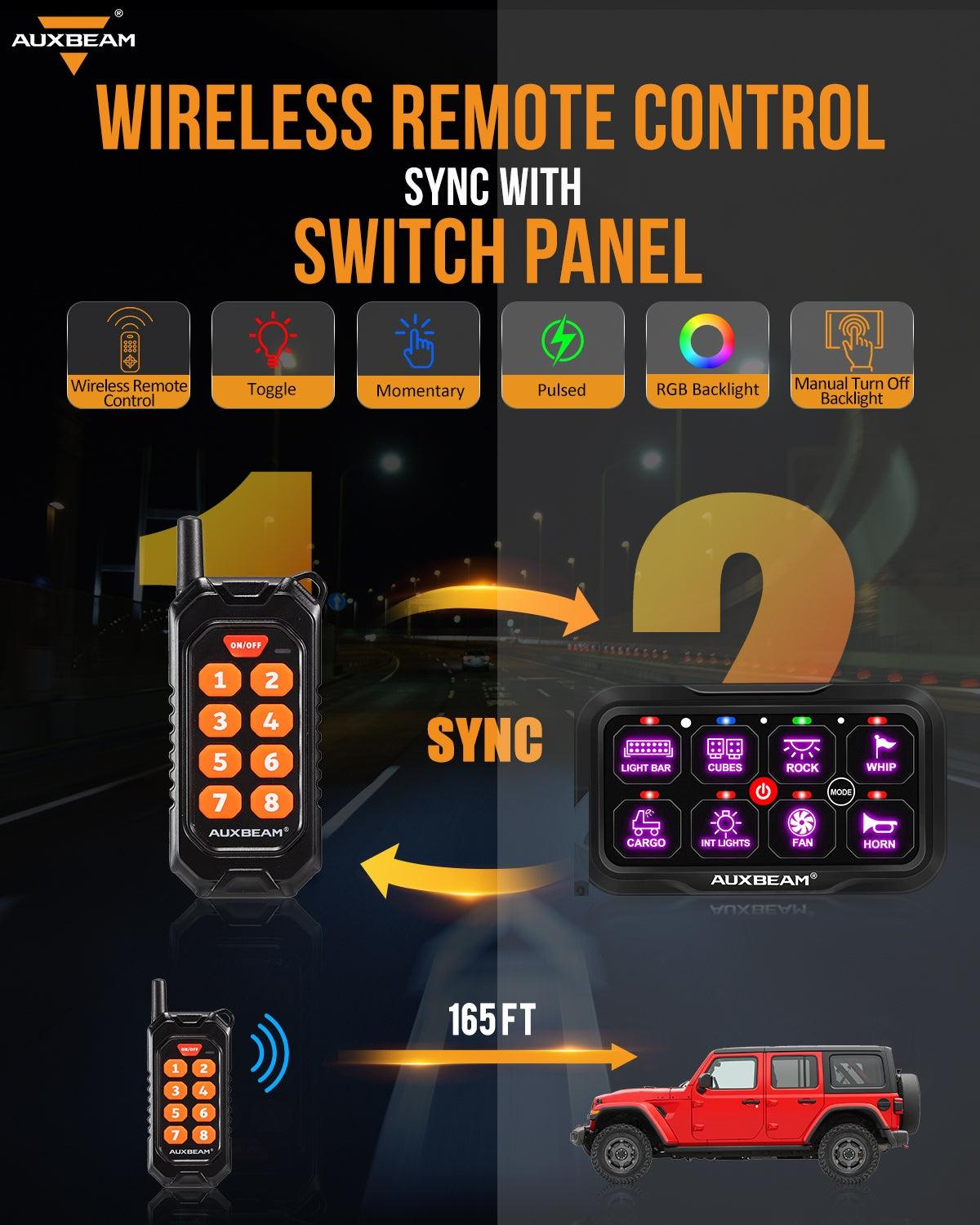 RC-800 RGB Switch Panel with Remote Controller, Toggle/ Momentary/ Pulsed Mode Supported(One-Sided Outlet)