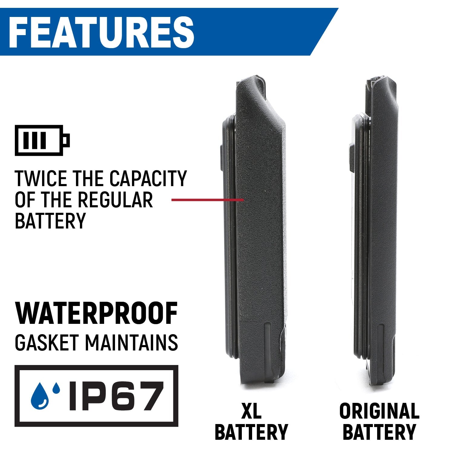 High Capacity Battery for RDH-X / ABH7 Handheld Radio 3600mAh