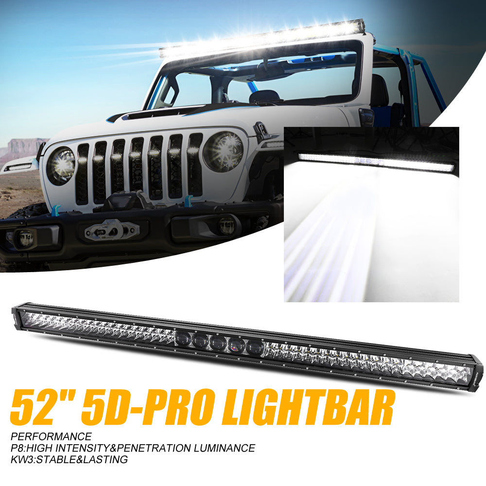 NEW 52 Inch 5D-PRO Series 55000LM Spot Beam Off Road Led Light Bar