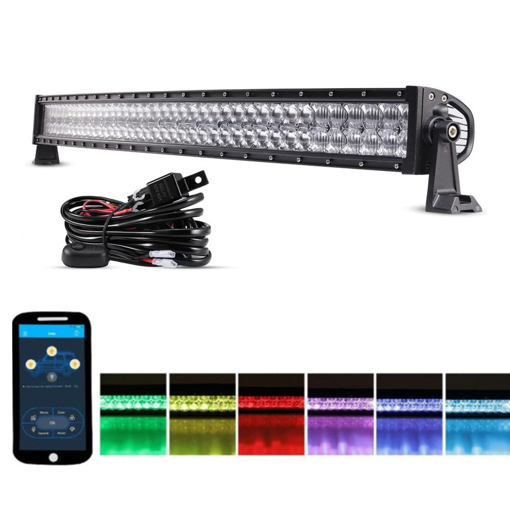 22"/32"/42" V-Series RGB Straight/Curved 5D lens Combo Beam Double Row LED Light Bar for SUV ATV UTV Trucks Pickup Boat