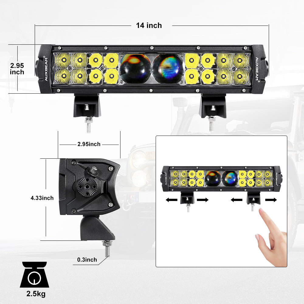 NEW 12 Inch 5D-PRO Series 12000LM Spot Beam Off Road Led Light Bar