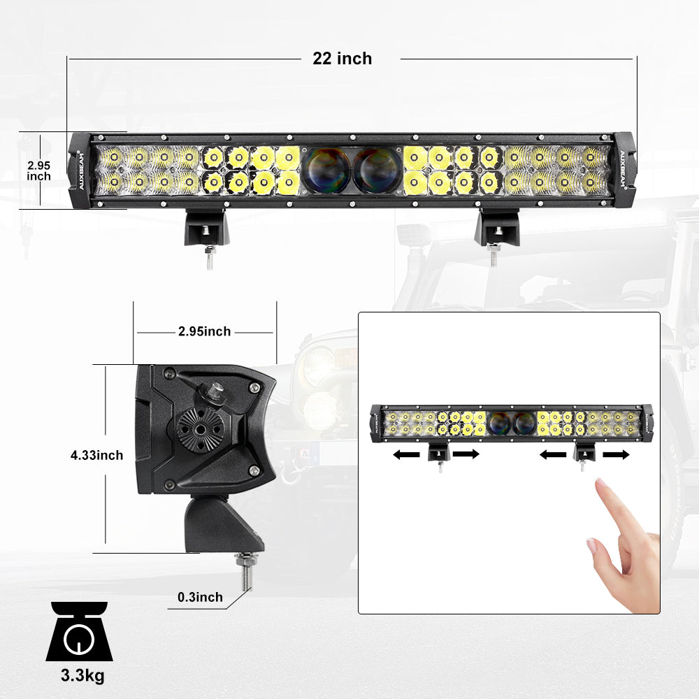 NEW 22 Inch 5D-PRO Series 22000LM Spot Beam Off Road Led Light Bar