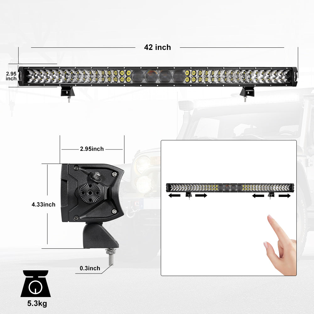 NEW 42 Inch 5D-PRO Series 44000LM Spot Beam Off Road Led Light Bar