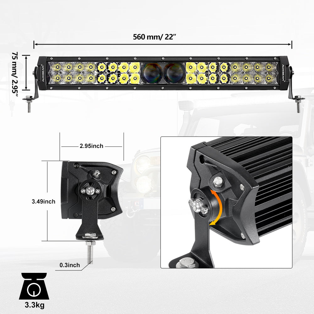 NEW 22 Inch 5D-PRO Series 22000LM Spot Beam Off Road Led Light Bar