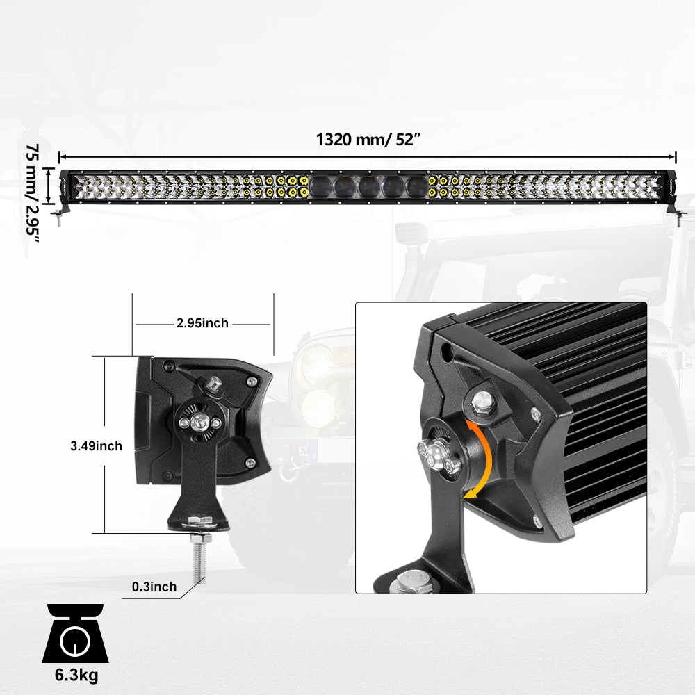 NEW 52 Inch 5D-PRO Series 55000LM Spot Beam Off Road Led Light Bar