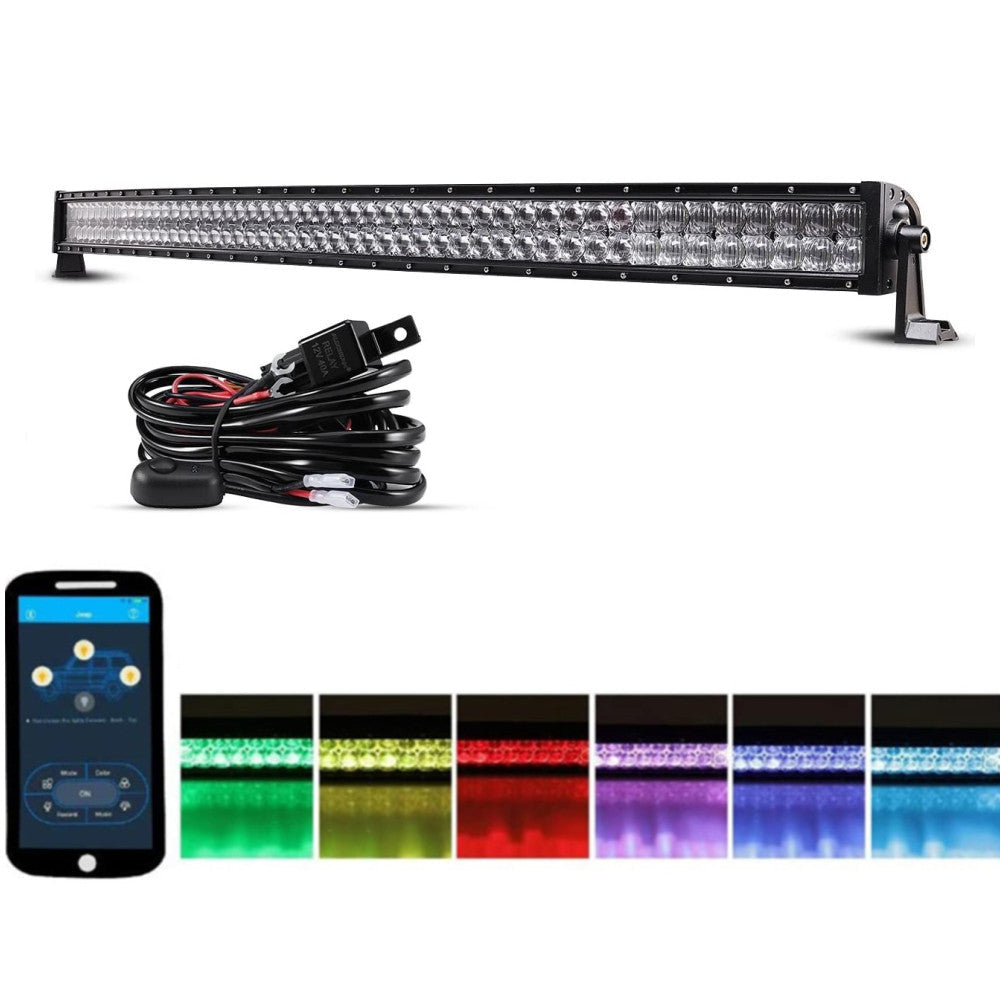 22"/32"/42" V-Series RGB Straight/Curved 5D lens Combo Beam Double Row LED Light Bar for SUV ATV UTV Trucks Pickup Boat