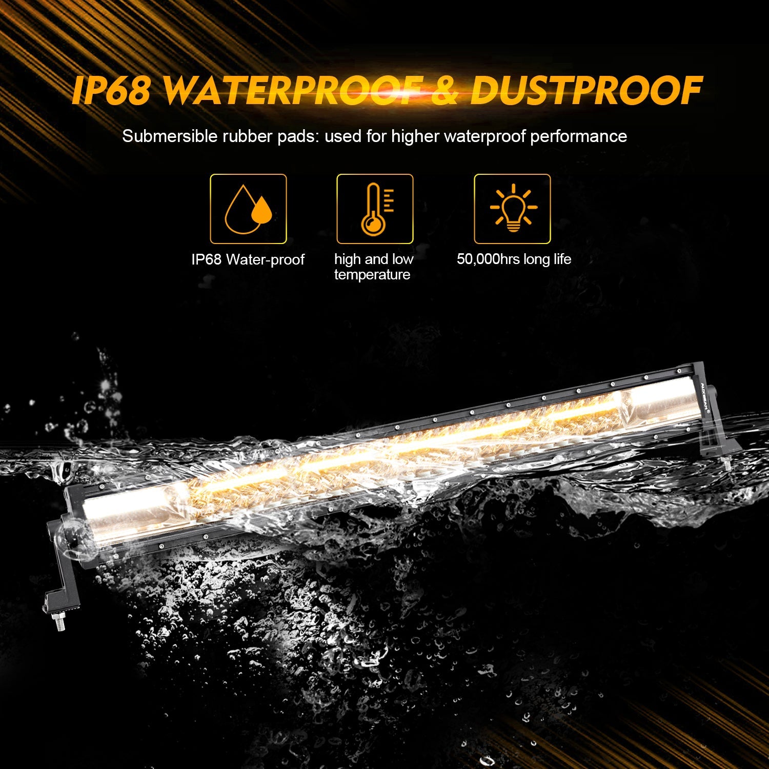 32 Inch 6 Modes White&Amber Straight Off Road Led Light Bar