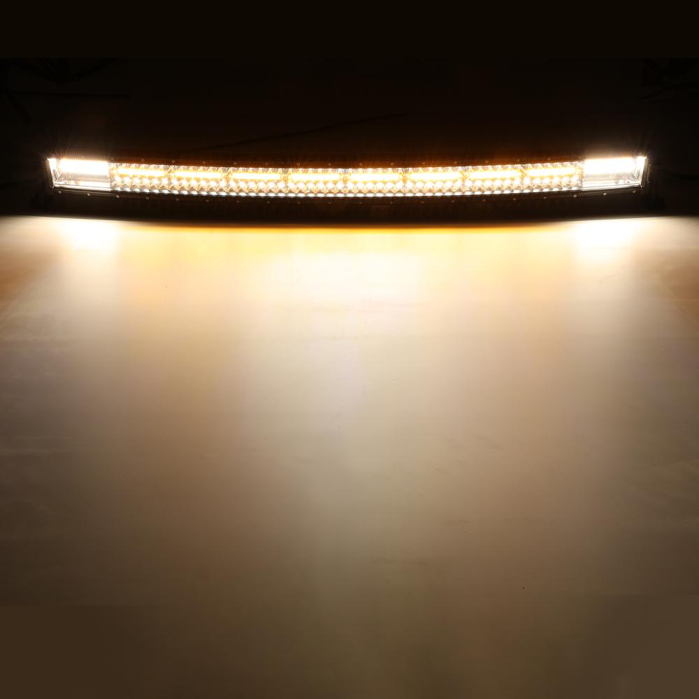 42 Inch 6 Modes White&Amber Curved  Off Road Led Light Bar