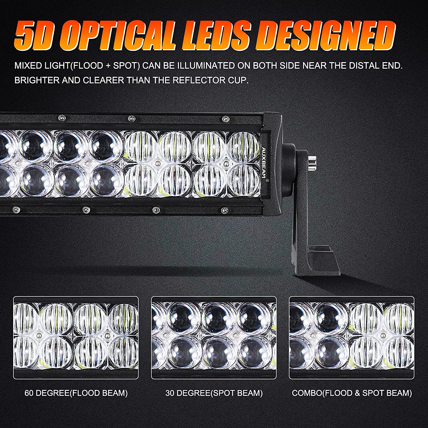 22 Inch-52 Inch 5D Series Straight/Curved Combo Beam Double Row LED Light Bar for SUV ATV UTV Trucks Pickup Boat