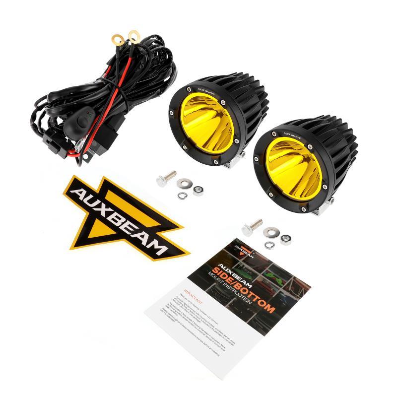 4 Inch 72W Round LED Driving Lights Pods Spot White/Amber with Wiring Harness for SUV ATV UTV Trucks Pickup Boat