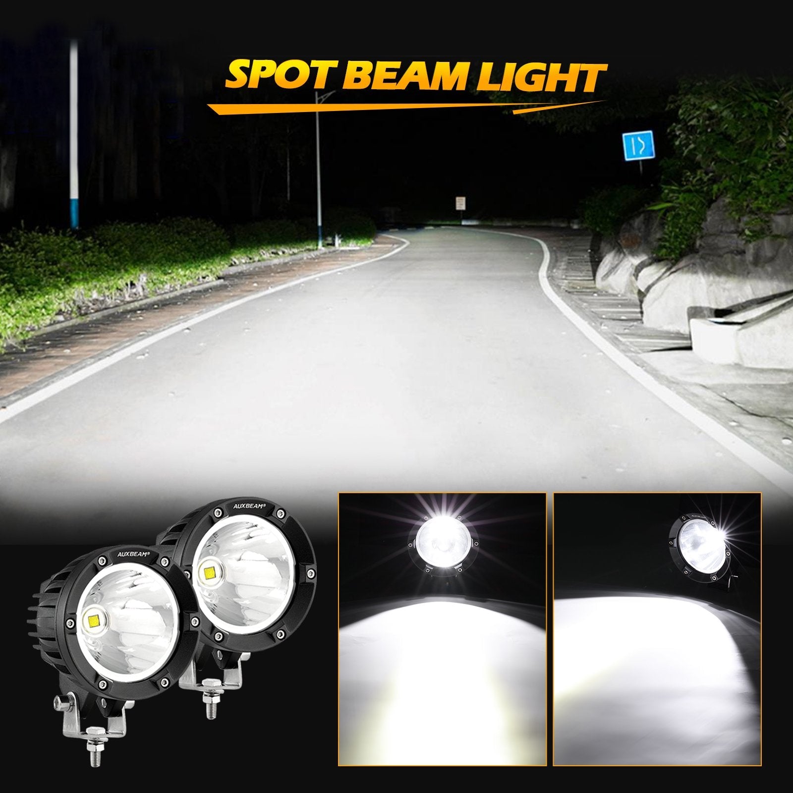 4 Inch 72W Round LED Driving Lights Pods Spot White/Amber with Wiring Harness for SUV ATV UTV Trucks Pickup Boat