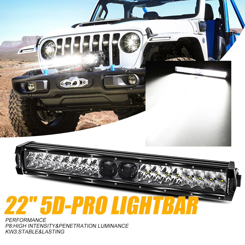 NEW 22 Inch 5D-PRO Series 22000LM Spot Beam Off Road Led Light Bar