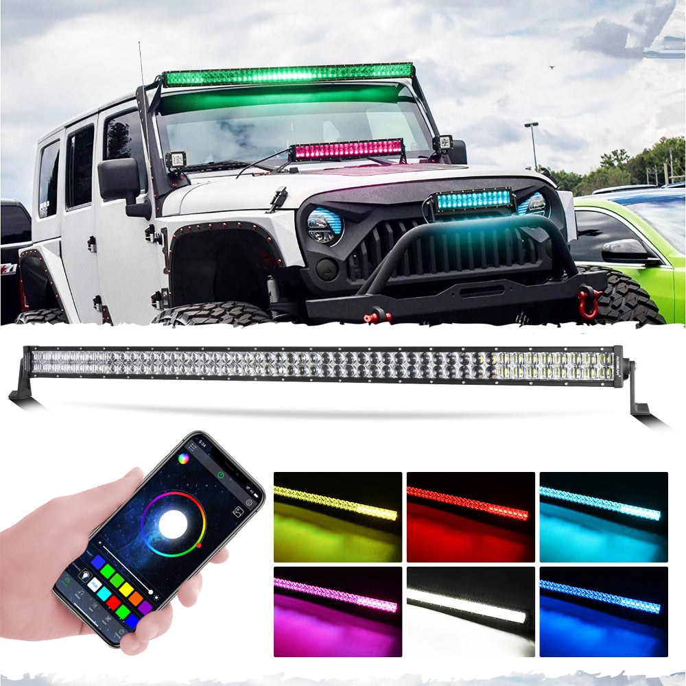 New 52 Inch V-PRO Series Straight RGBW Color Changing Off Road LED Light Bar