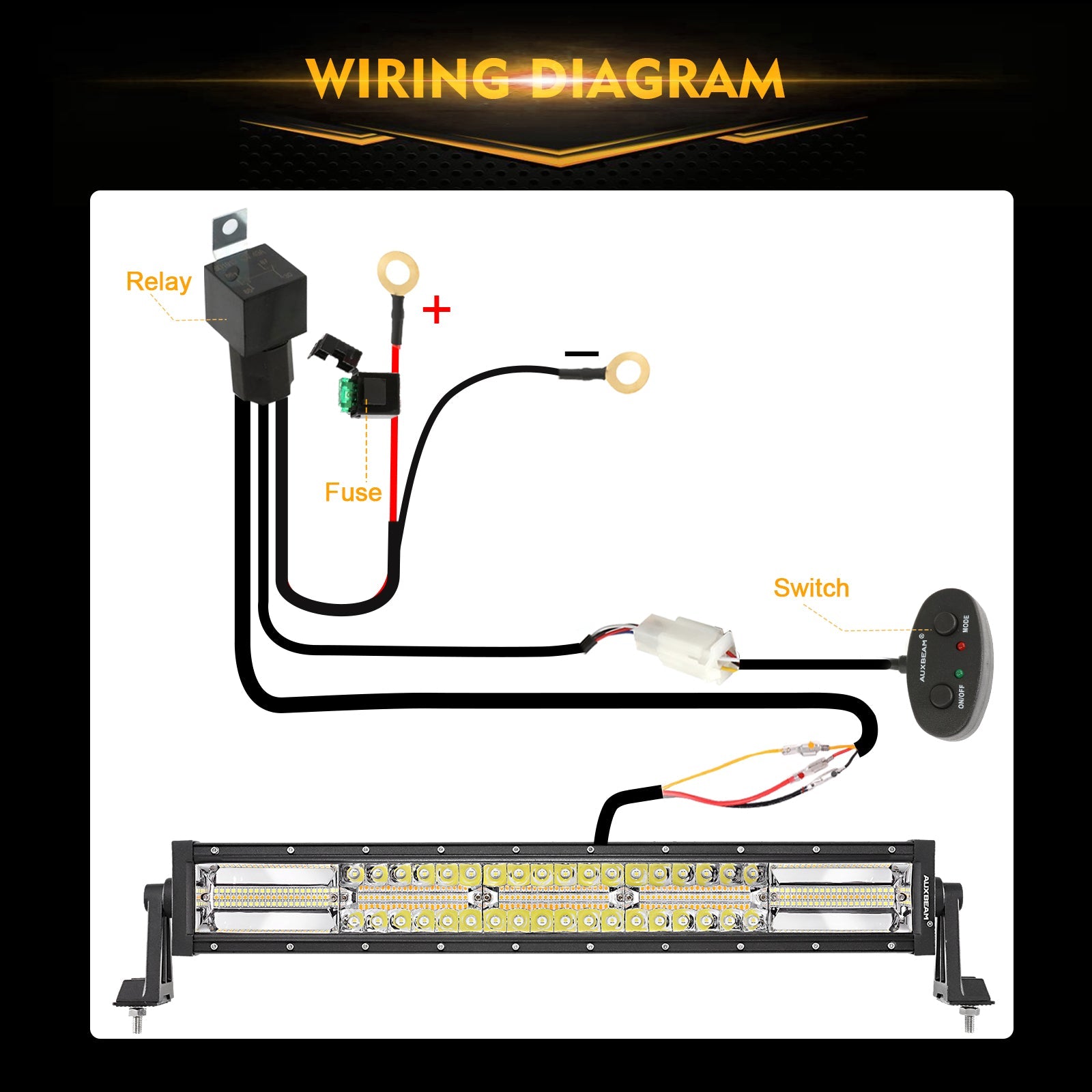 22 Inch 6 Modes White&Amber Off Road Led Light Bar