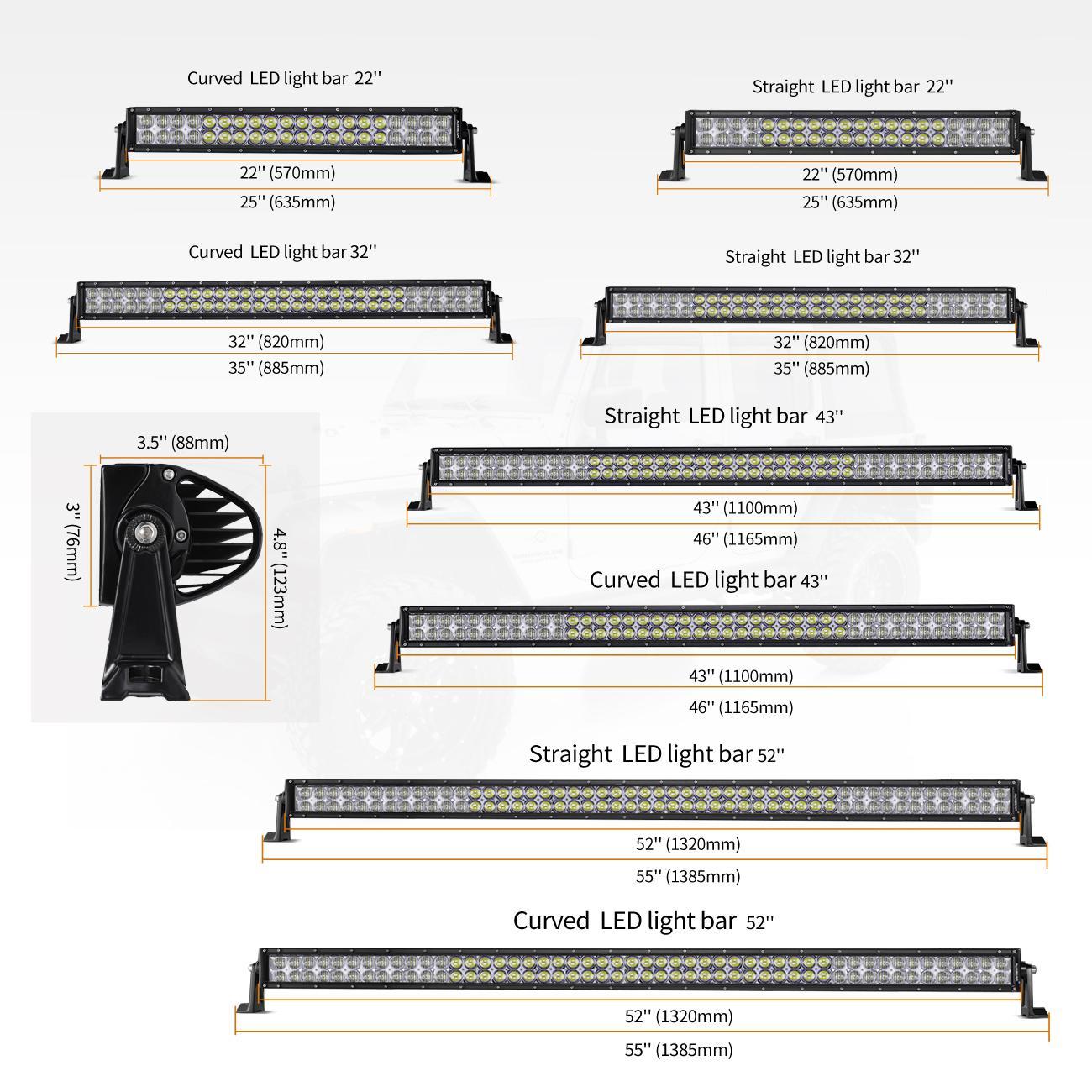 22"/32"/42" V-Series RGB Straight/Curved 5D lens Combo Beam Double Row LED Light Bar for SUV ATV UTV Trucks Pickup Boat