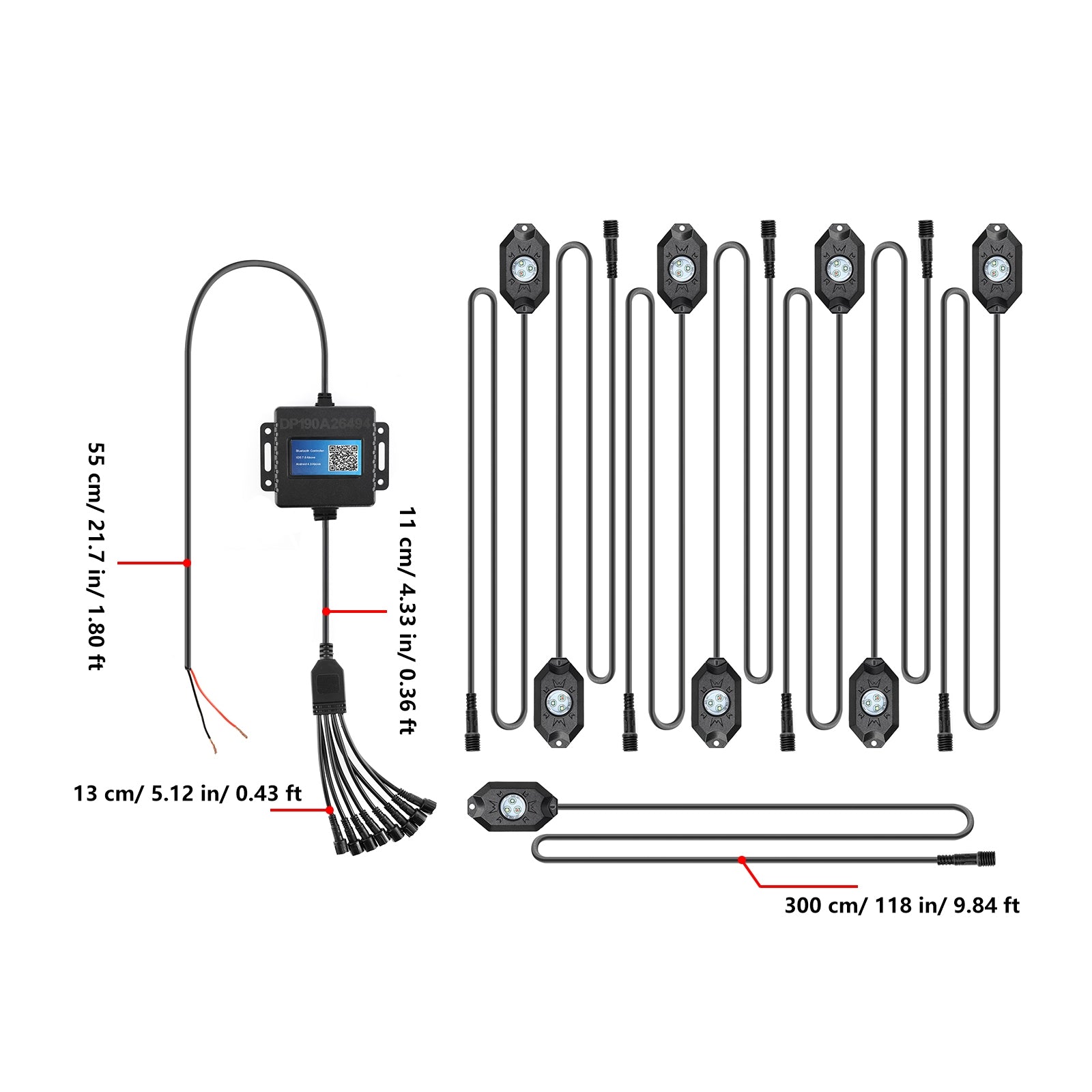 RGB LED Rock Light Set with Bluetooth Controller for GMC Sierra AT4 GMC Sierra 1500/2500/3500